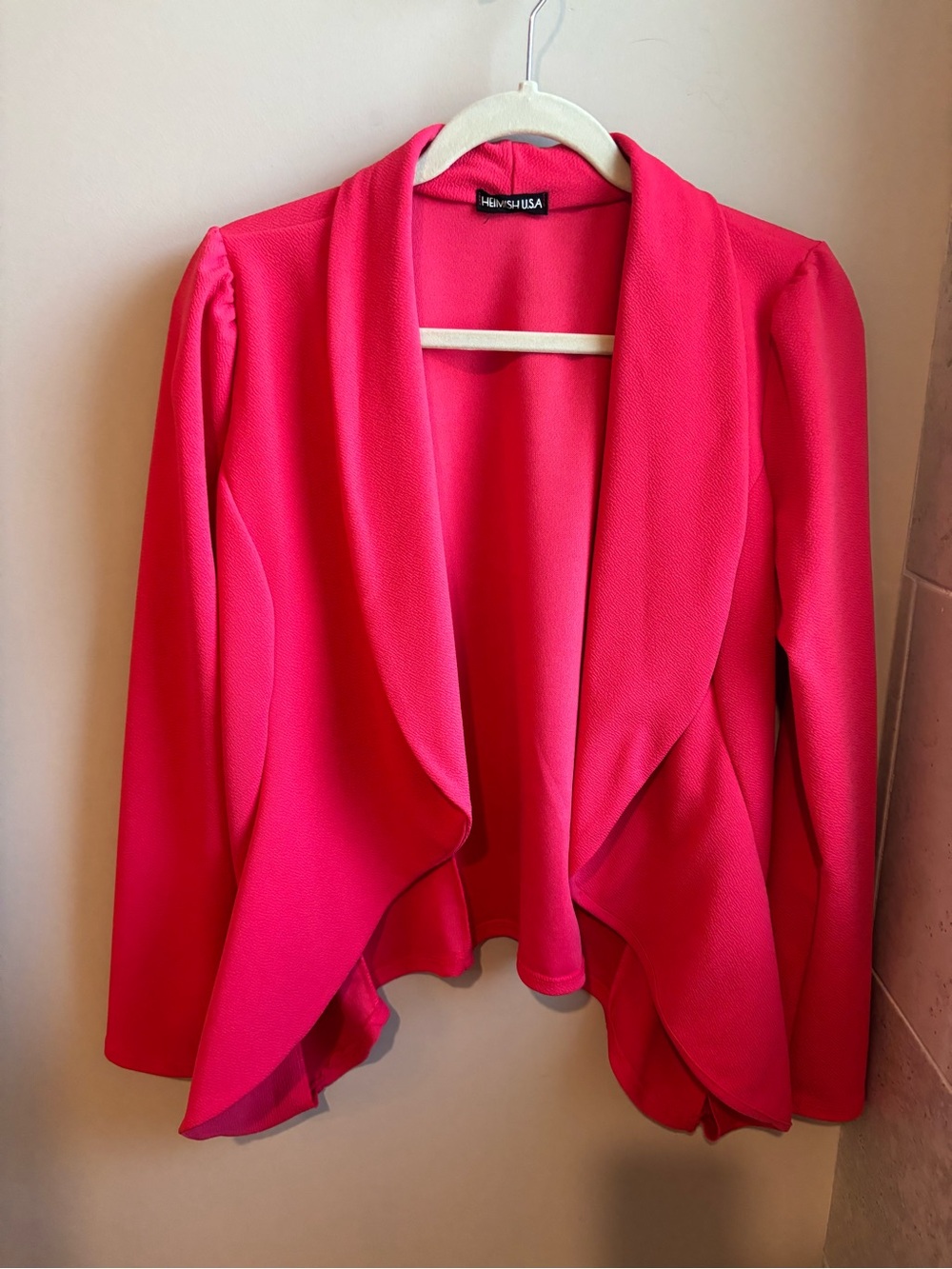 HEIMISH USA Pinkish Red Draped Open-Front Blazer